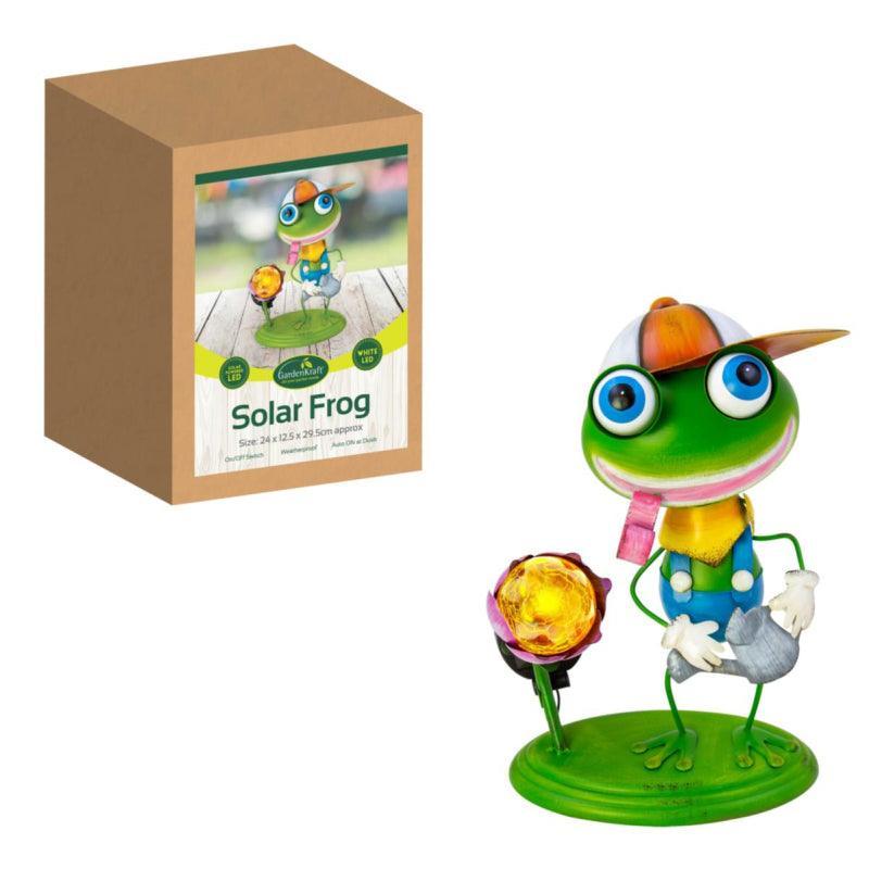 GardenKraft Metal Frog With Solar Light | 29.5cm - Choice Stores