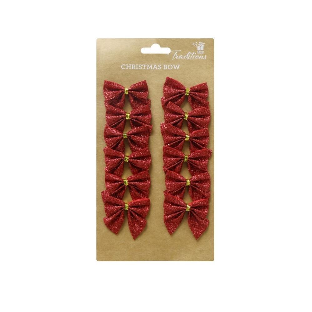 Glitter Christmas Bows | Pack of 12 - Choice Stores