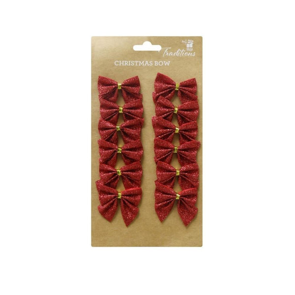 Glitter Christmas Bows | Pack of 12 - Choice Stores