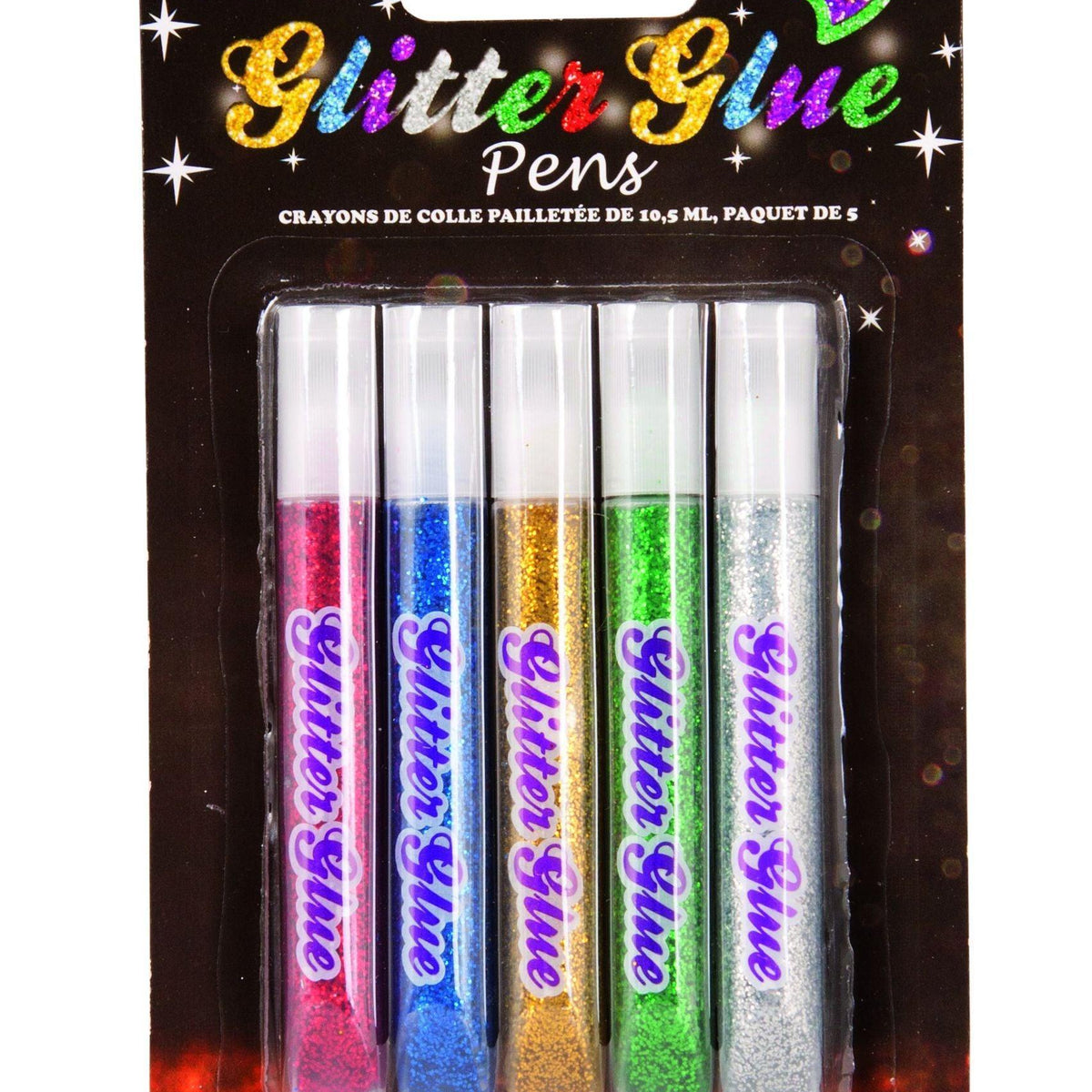 Glitter Glue Pens 10.5ml 5pk Assorted Colours - Choice Stores