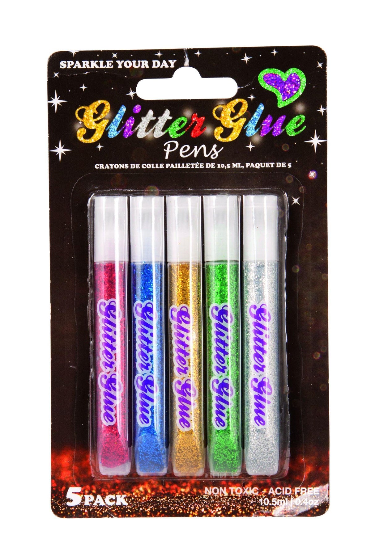 Glitter Glue Pens 10.5ml 5pk Assorted Colours - Choice Stores