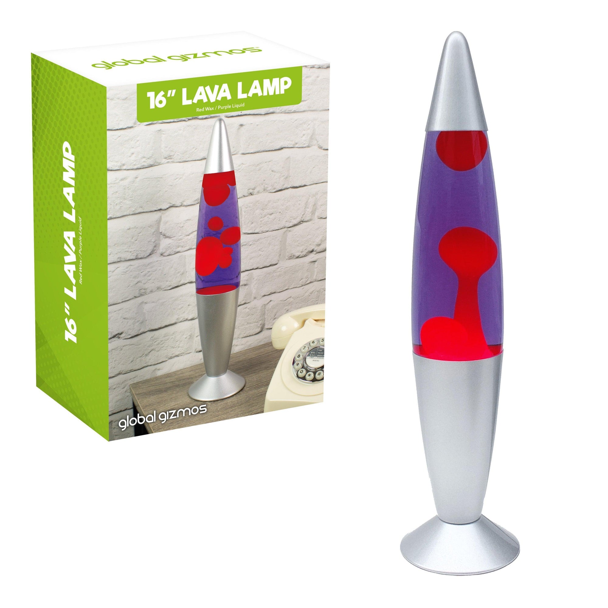 Global Gizmos 16" Lava Lamp | Purple Liquid & Red Wax - Choice Stores