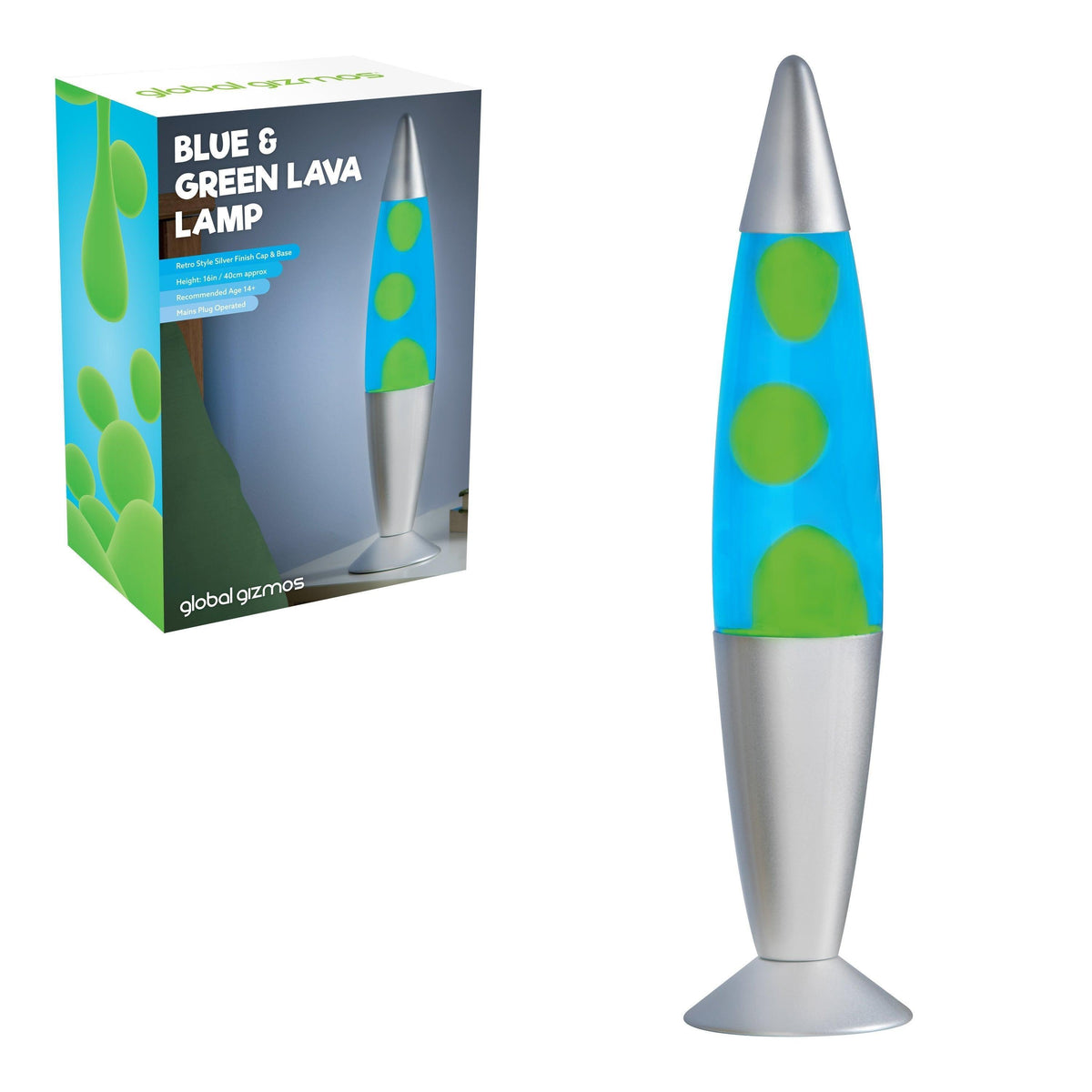 Global Gizmos Blue & Green Lava Lamp | 16in | 40cm - Choice Stores
