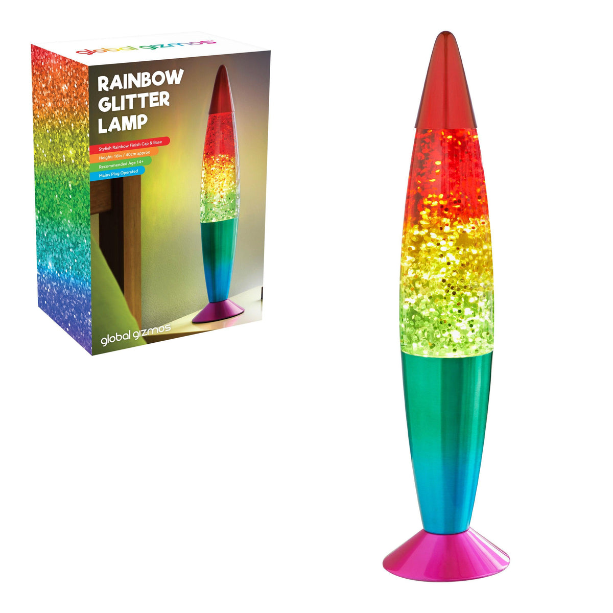 Global Gizmos | Rainbow Glitter Lamp 16in - Choice Stores