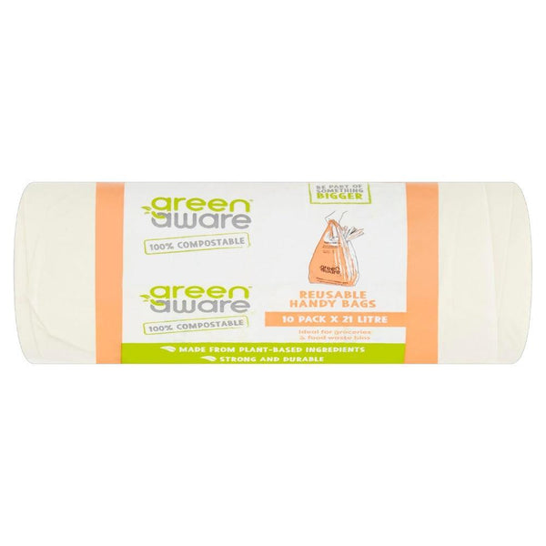 Green Aware Compostable Handy Bag | 100% Compostable | 10 x 21L - Choice Stores