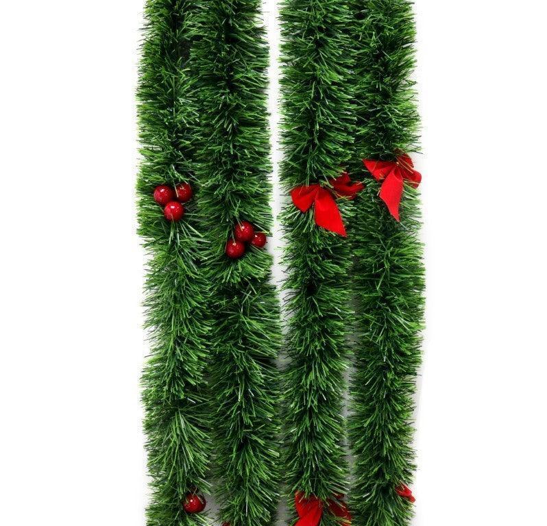 Green Chunky Tinsel Berry & Bows 2.4mtr - Choice Stores