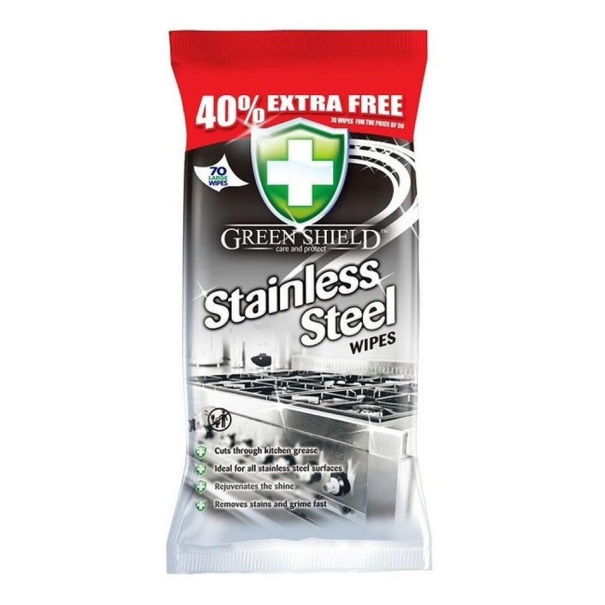 Greenshield Stainless Steel Surface Wipes | Pack of 70 - Choice Stores