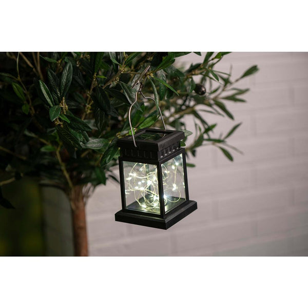 Grundig Warm White Solar LED Hanging Square Black Lantern - Choice Stores