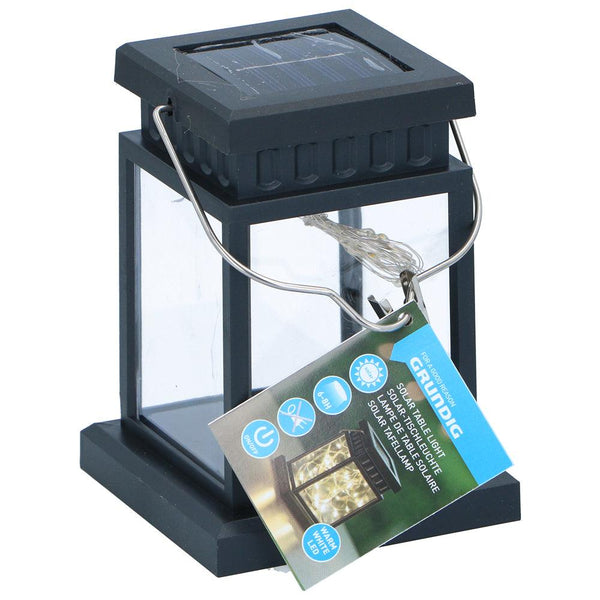 Grundig Warm White Solar LED Hanging Square Black Lantern - Choice Stores