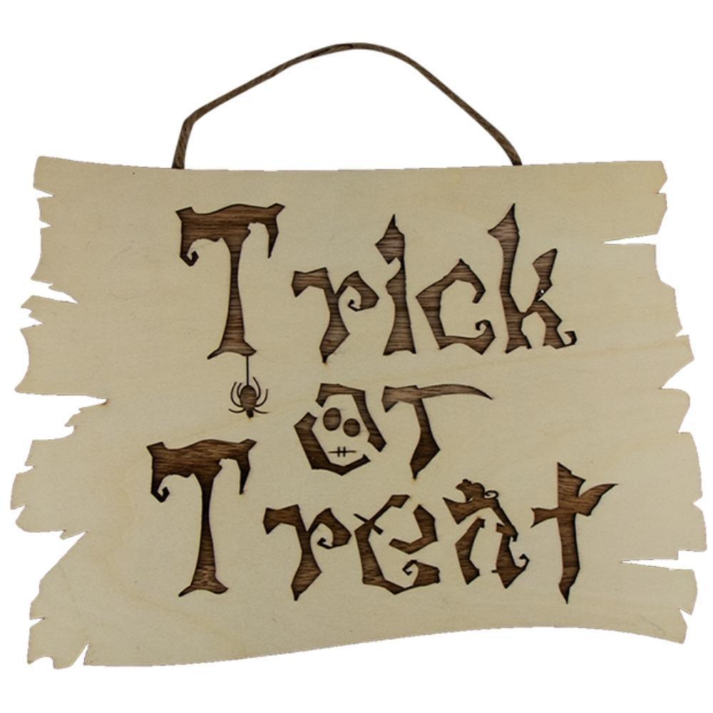 Halloween Trick Or Treat Wooden Hanging Sign | 30 x 22.5cm - Choice Stores