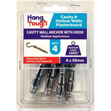 Hang Tough Cavity Anchor with Hook | Capacity 15kg | 6.0 x 50mm | Pack of 4 - Choice Stores