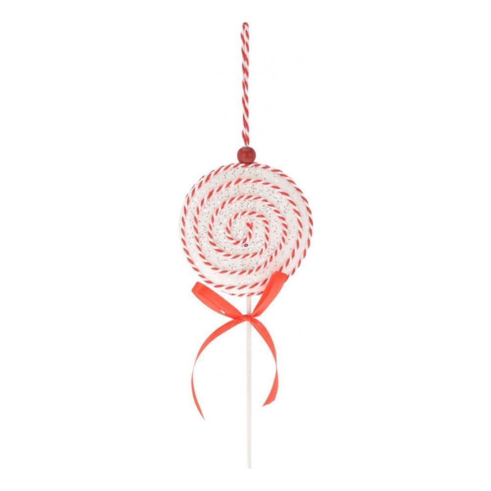 Hanging Red & White Stripe Lollipop with Bow Decoration - Choice Stores