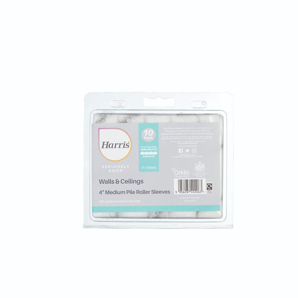 Harris Seriously Good Walls & Ceilings Medium Pile Roller Sleeves | 4in | Pack of 10 - Choice Stores