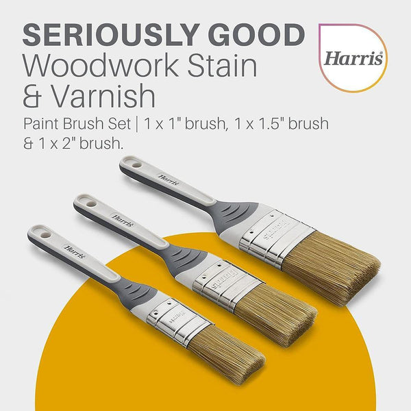 Harris Seriously Good Woodwork Stain & Varnish Paint Brush | Pack of 3 - Choice Stores