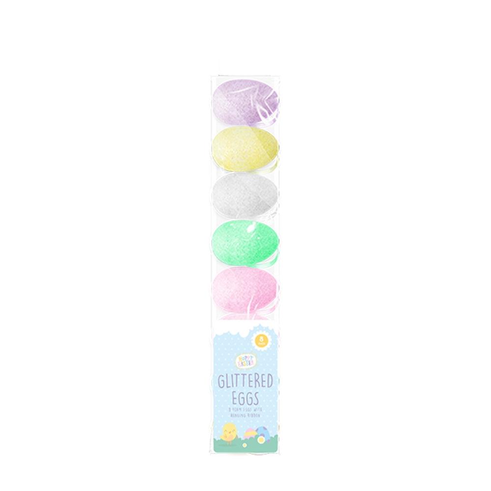 Hoppy Easter Hanging Glitter Easter Egg Decorations | Pack of 8 - Choice Stores