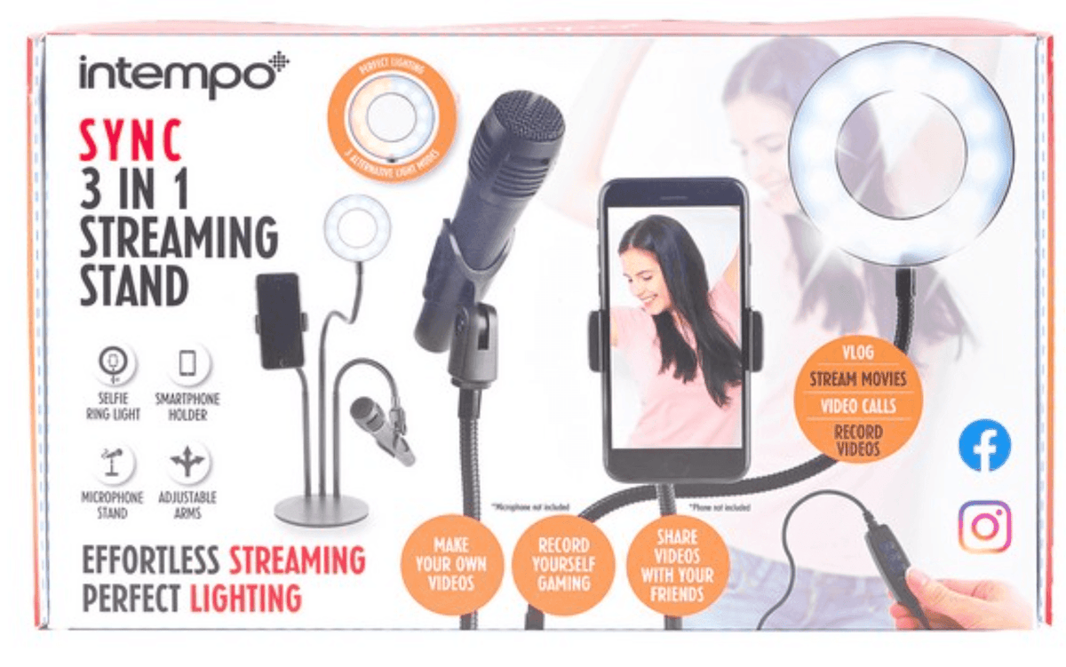 Intempo | 3 in 1 Streaming Stand with Ring Light - Choice Stores