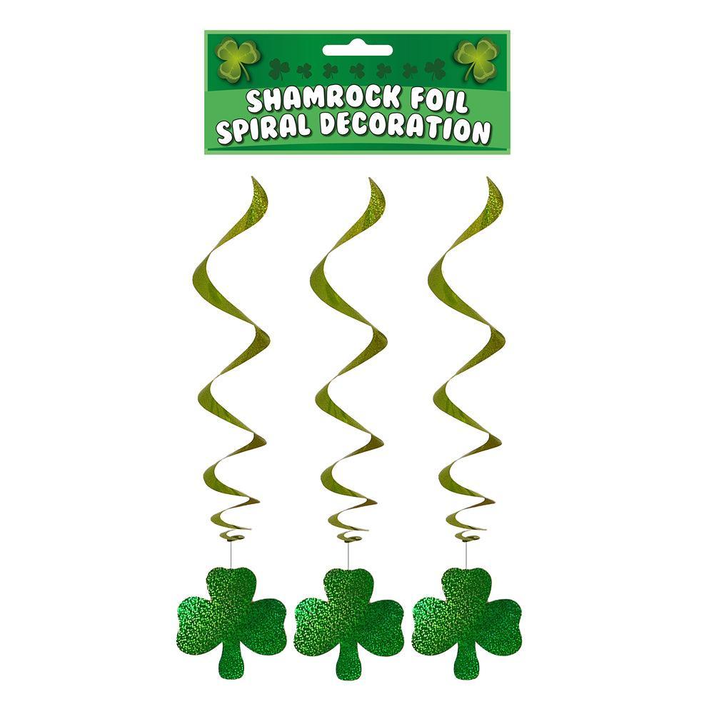 Irish Foil Shamrock Hanging Spiral Decoration | 3 Piece - Choice Stores