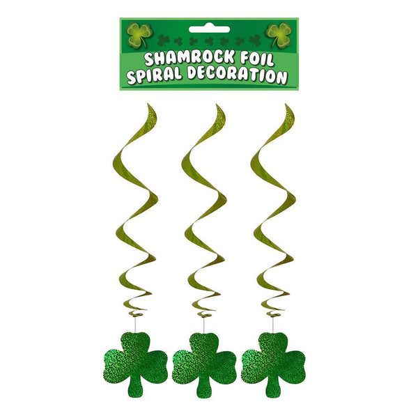Irish Foil Shamrock Hanging Spiral Decoration | 3 Piece - Choice Stores