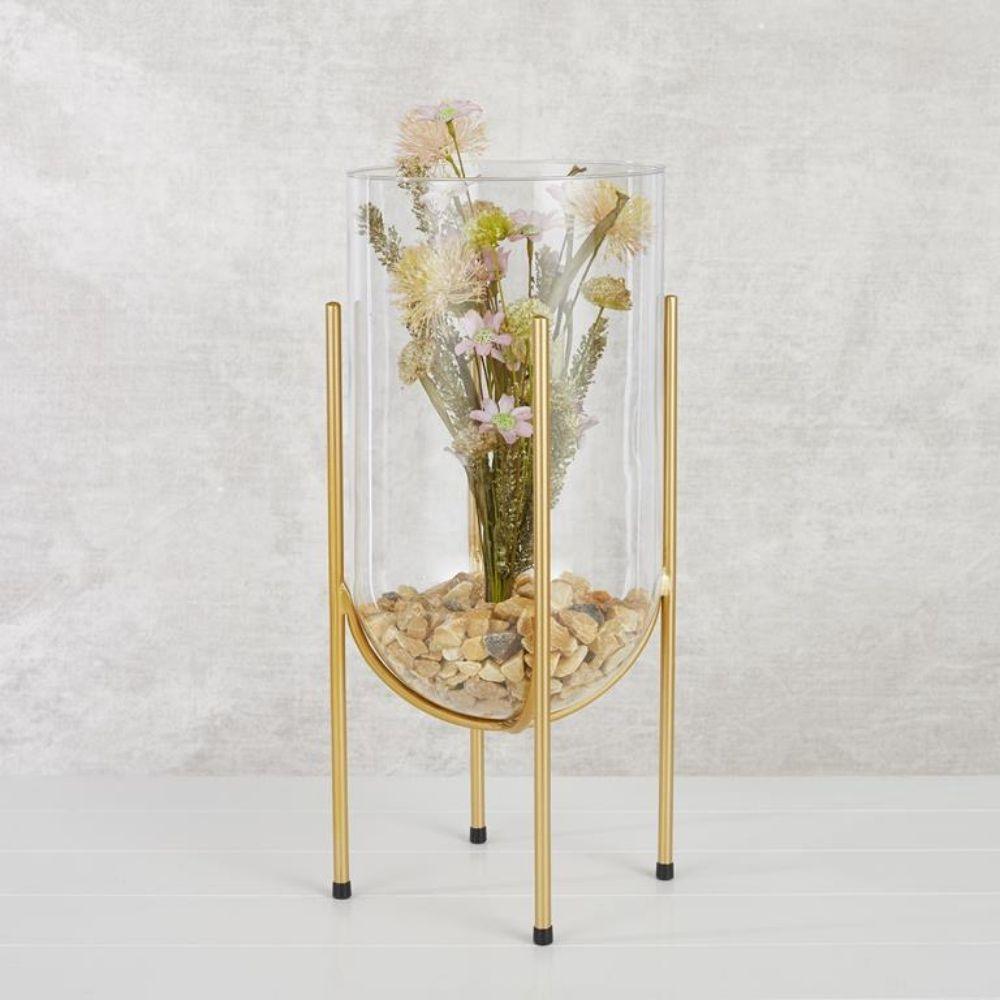 Jamey Glass Vase on Gold Stand | 49cm - Choice Stores