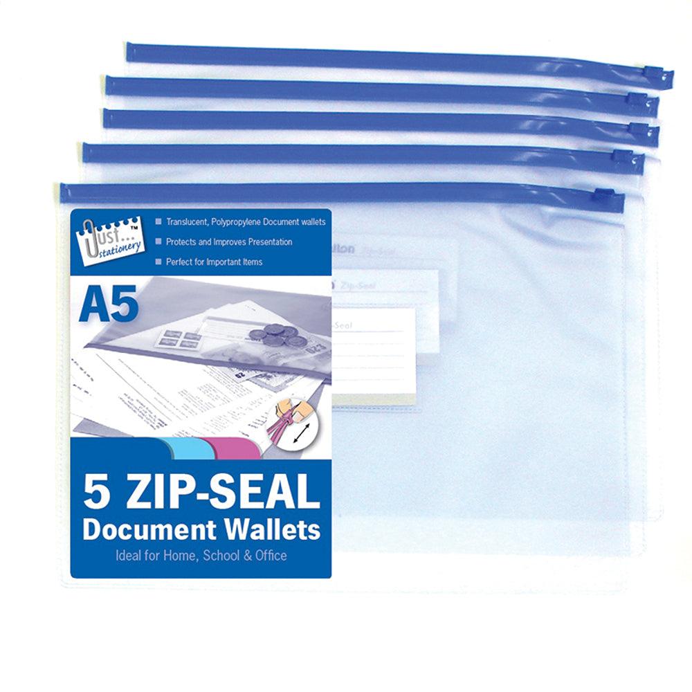 Just Stationery A5 Zip Seal Document Wallets | Pack of 4 - Choice Stores