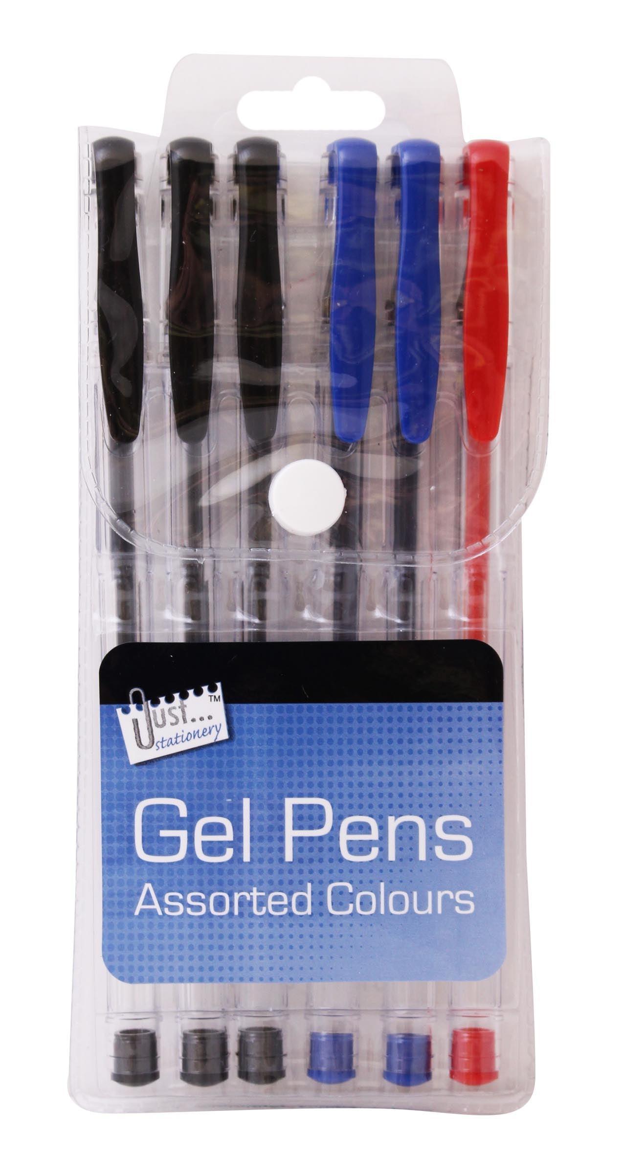 Just Stationery Assorted Coloured Gel Pens | 6 Pack - Choice Stores