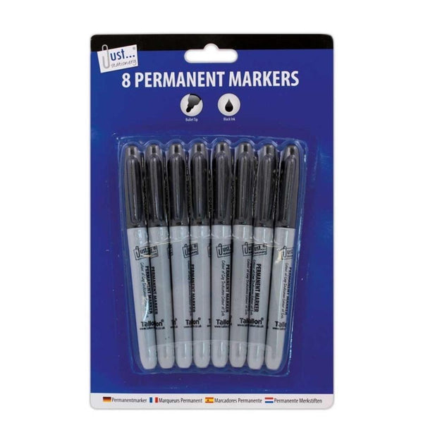 Just Stationery Black Permanent Markers | 8 Pack - Choice Stores