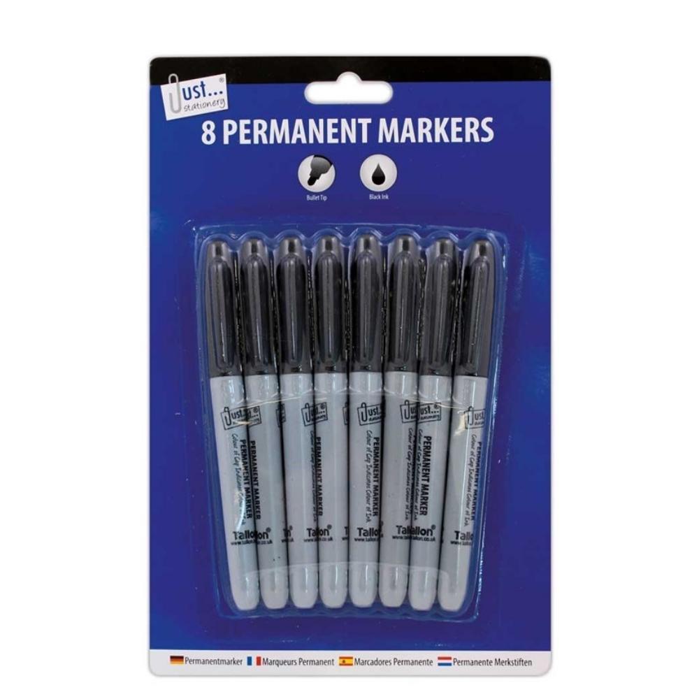 Just Stationery Black Permanent Markers | 8 Pack - Choice Stores