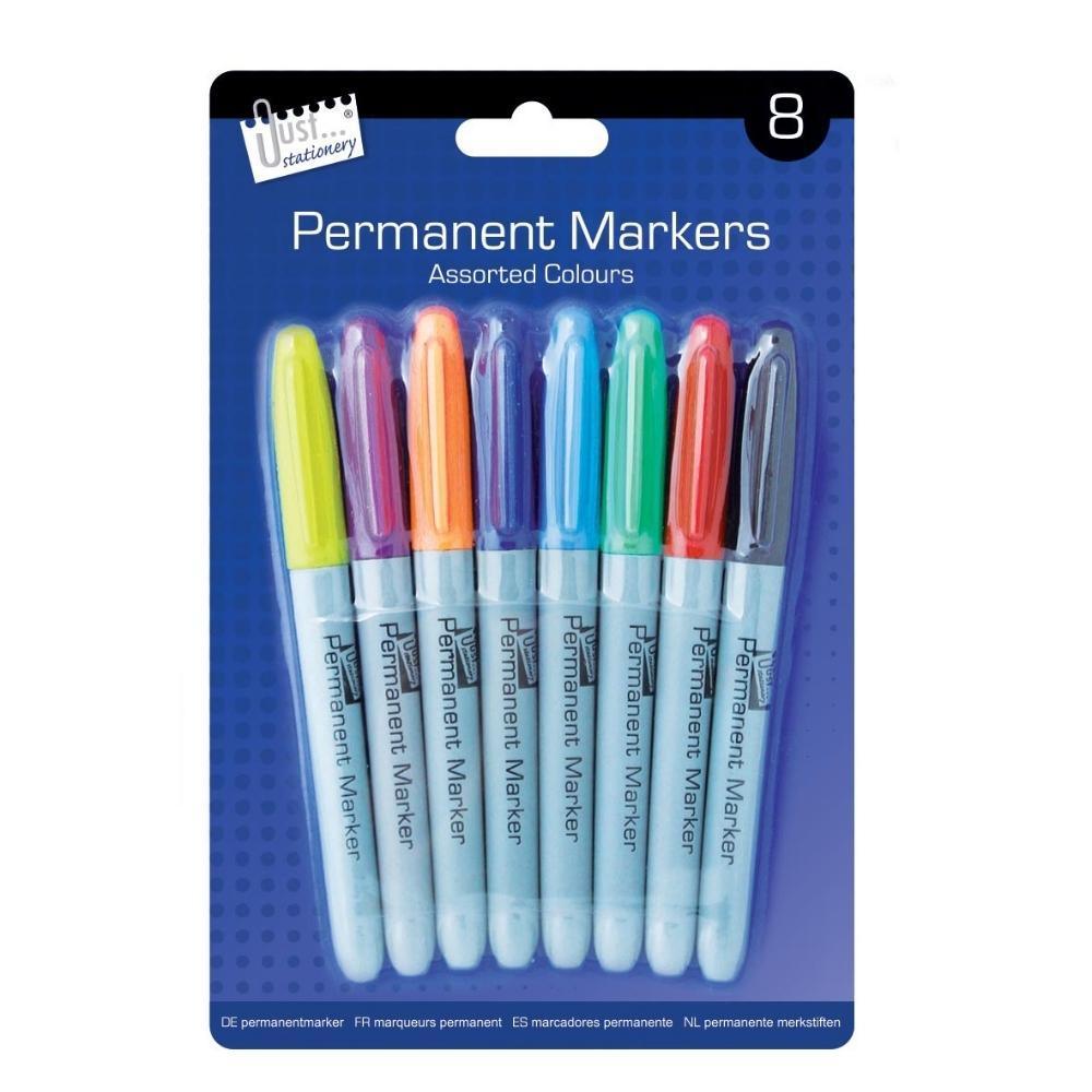 Just Stationery Coloured Permanent Markers | 8 Pack - Choice Stores