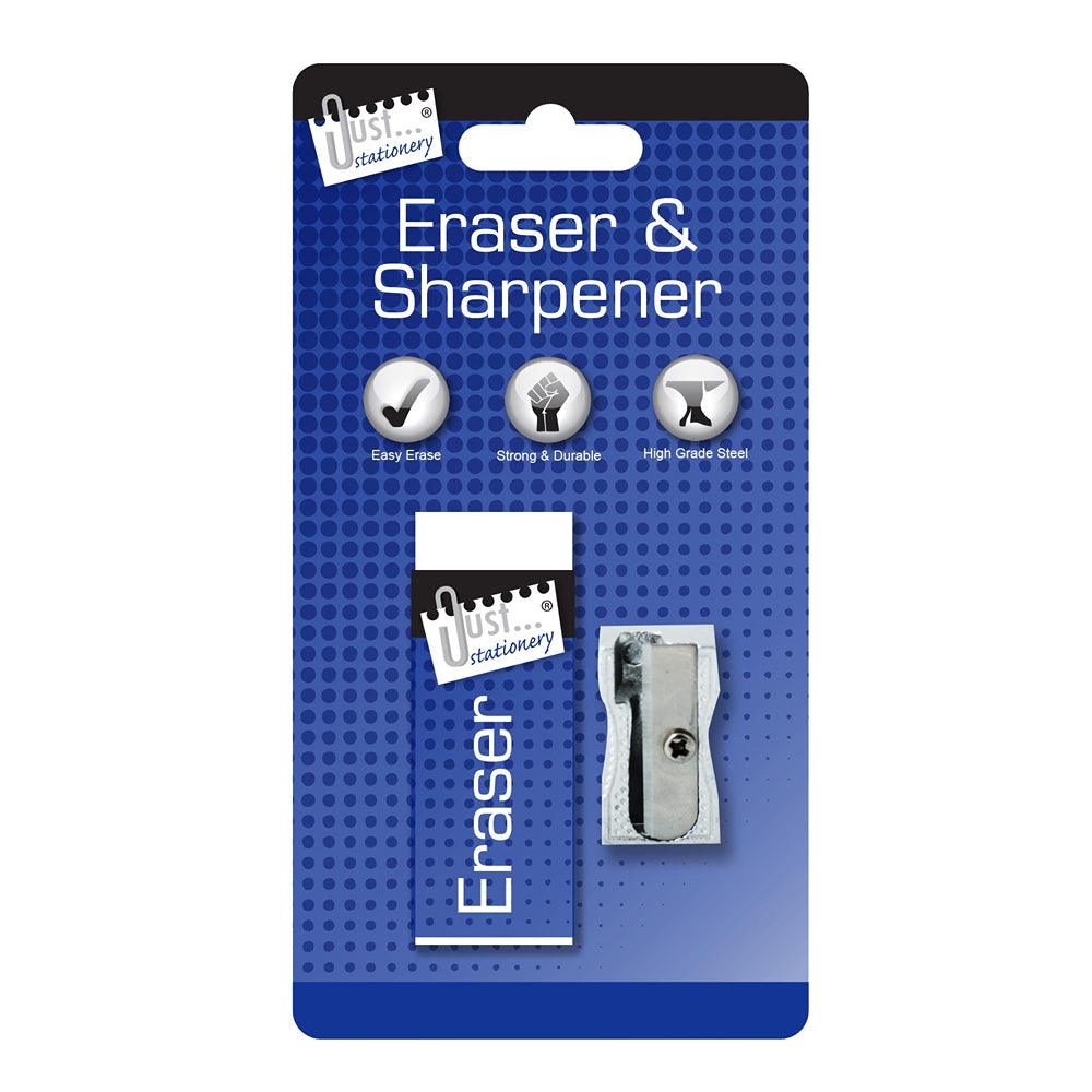 Just Stationery Metal Sharpener &amp; Eraser | Erasers and Sharpeners - Choice Stores