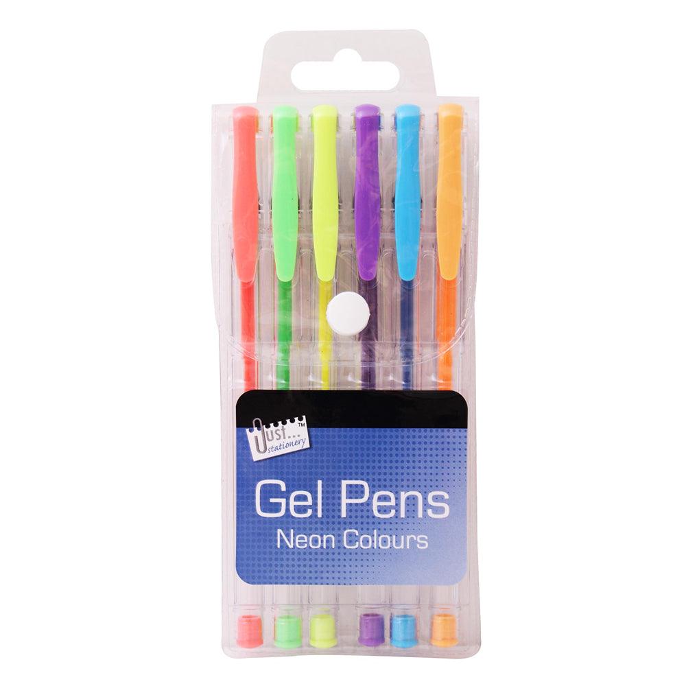 Just Stationery Neon Gel Ink Pens | 6 Assorted Pieces - Choice Stores