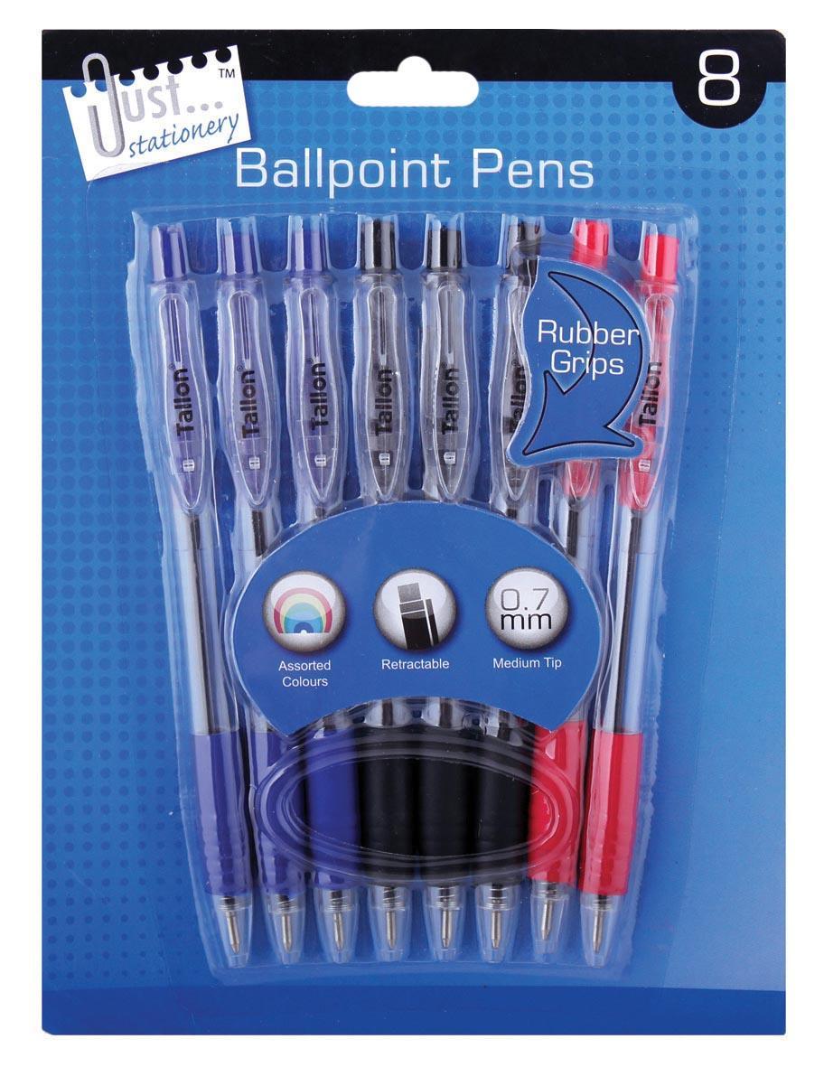 Just Stationery Retractable Ballpoint Pens | 8 Pack - Choice Stores