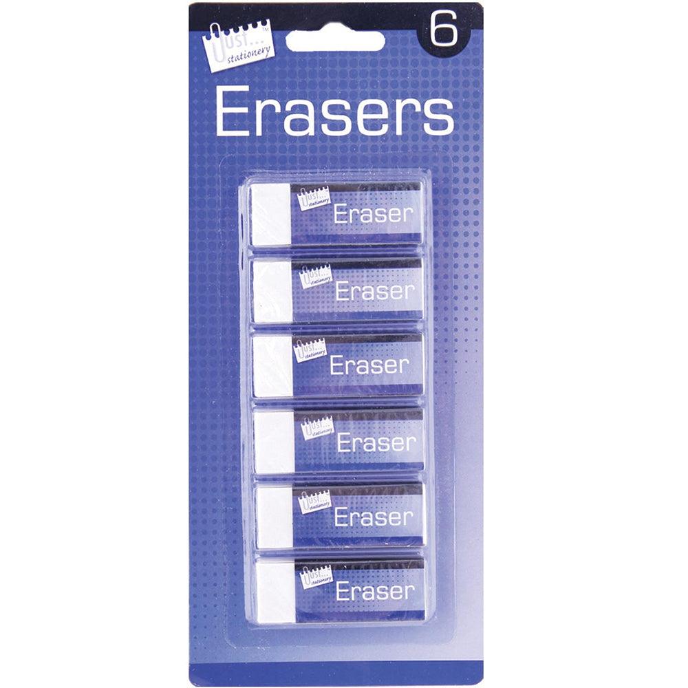 Just Stationery White Erasers | Pack of 6 - Choice Stores