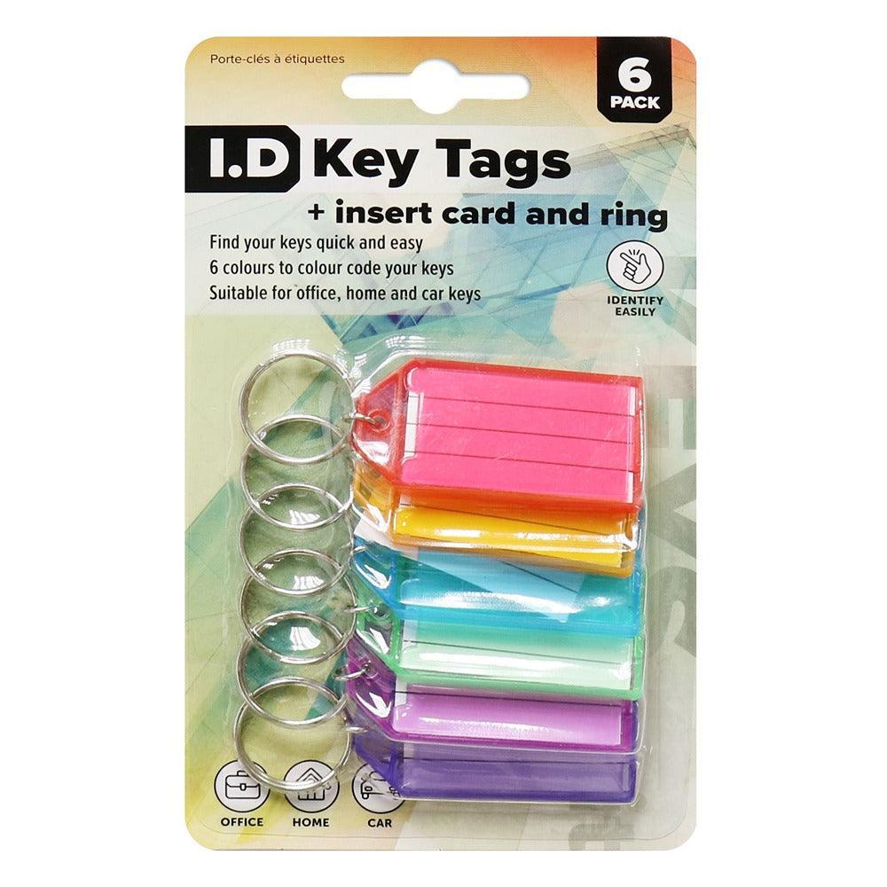 Key ID Tags 6 Pack with Insert &amp; Card Ring - Choice Stores