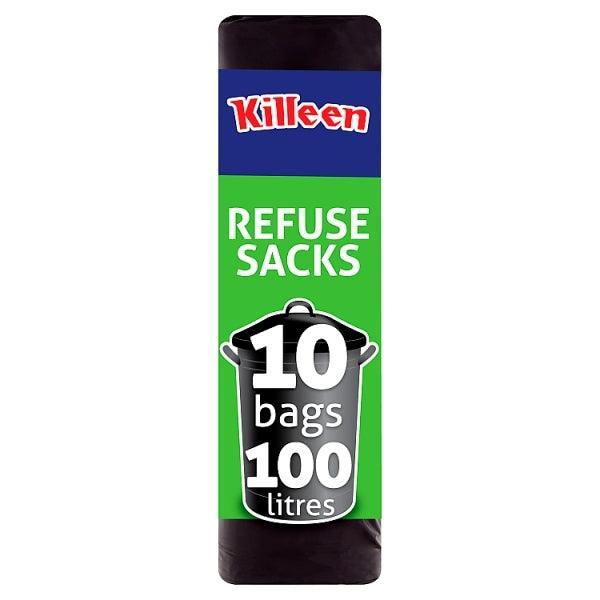 Killeen Black Refuse Sacks 10 Pack with 100 litre capacity - Choice Stores