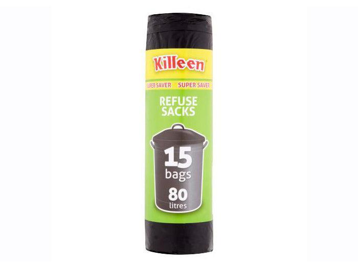 Killeen Supersavers 15 Refuse Sacks with 80 litre capacity - Choice Stores