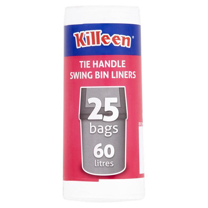 Killeen Tie Handle Swing Bin Liners 25 pack with 60 litre capacity - Choice Stores