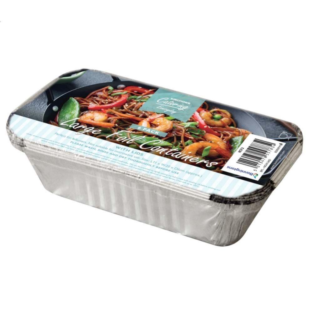 Kingfisher Catering Large Foil Containers With Lids | 6 Pack - Choice Stores