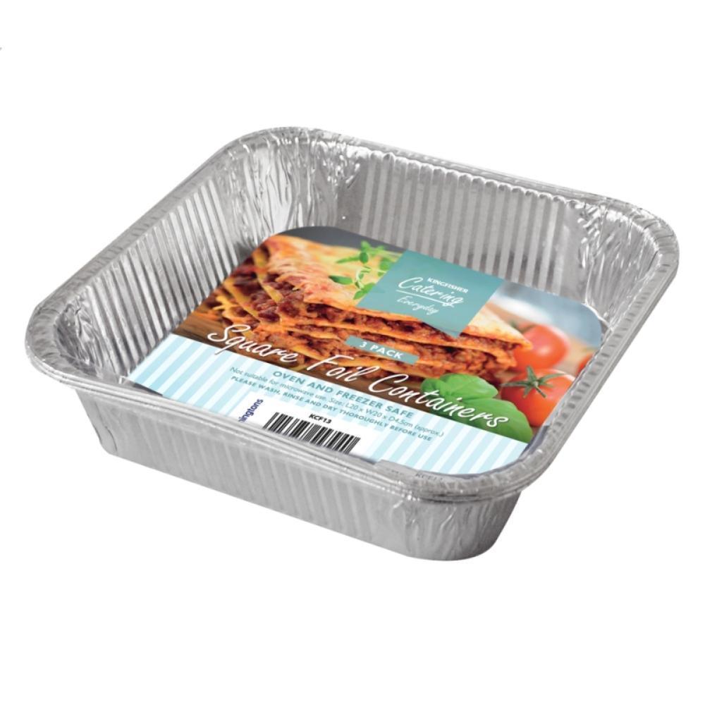Kingfisher Catering Square Foil Container Trays | 3 Pack - Choice Stores