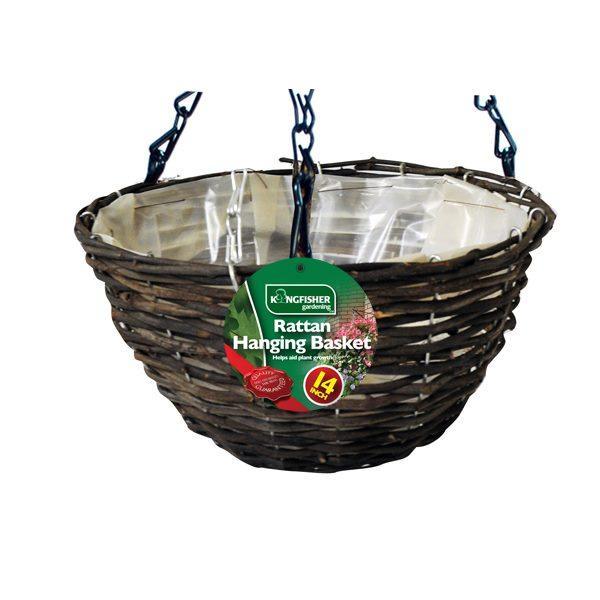 Kingfisher Dark Rattan Hanging Basket | 14inch - Choice Stores