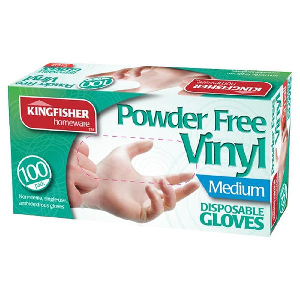 Kingfisher Powder Free Vinyl Disposable Gloves | Pack of 100 | Medium - Choice Stores