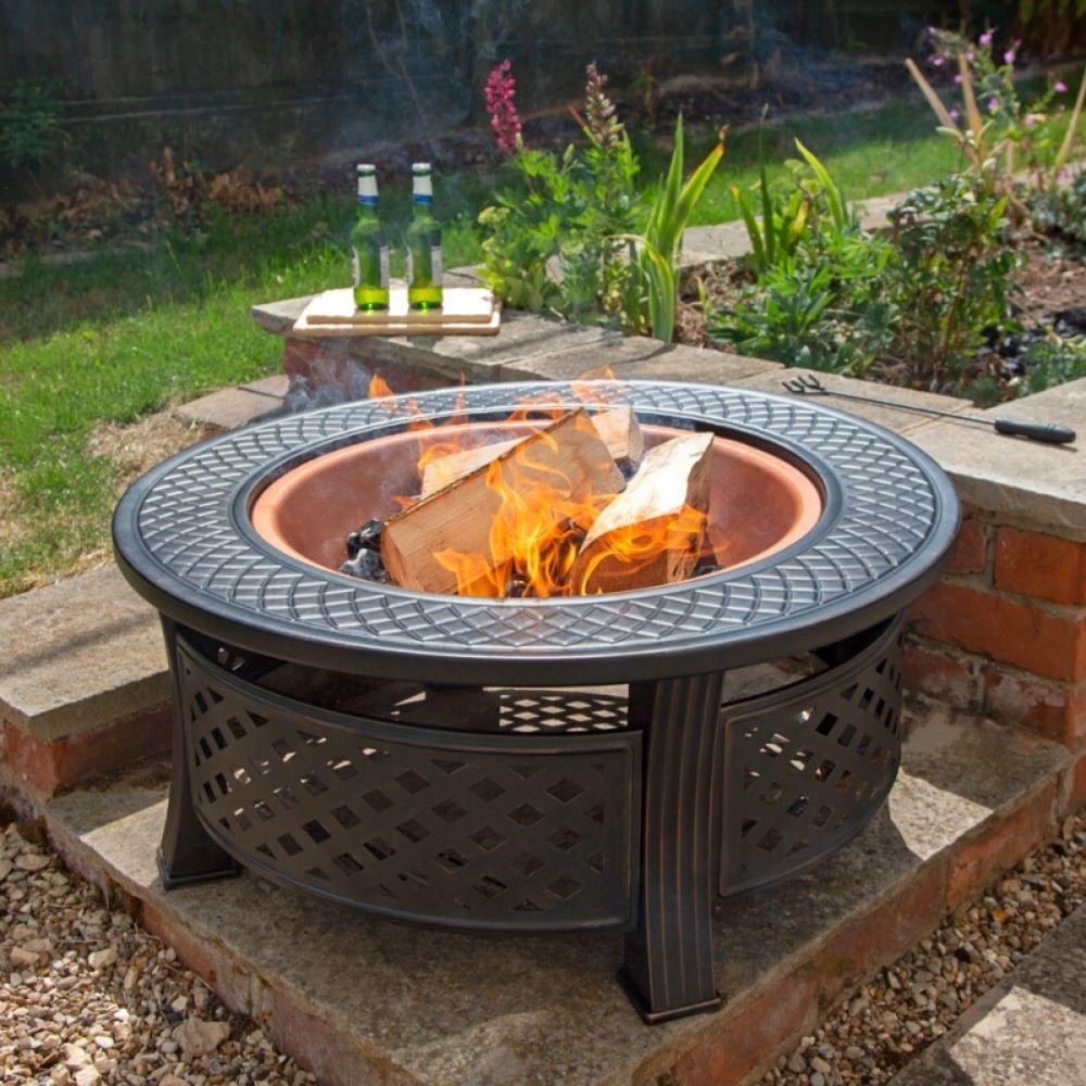 Kingfisher Round Steel Firepit With Copper Effect Bowl - Choice Stores