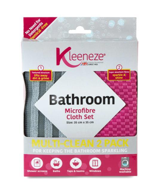 Kleeneze | 2pk Microfibre Bathroom Cloths | Pink &amp; Grey - Choice Stores