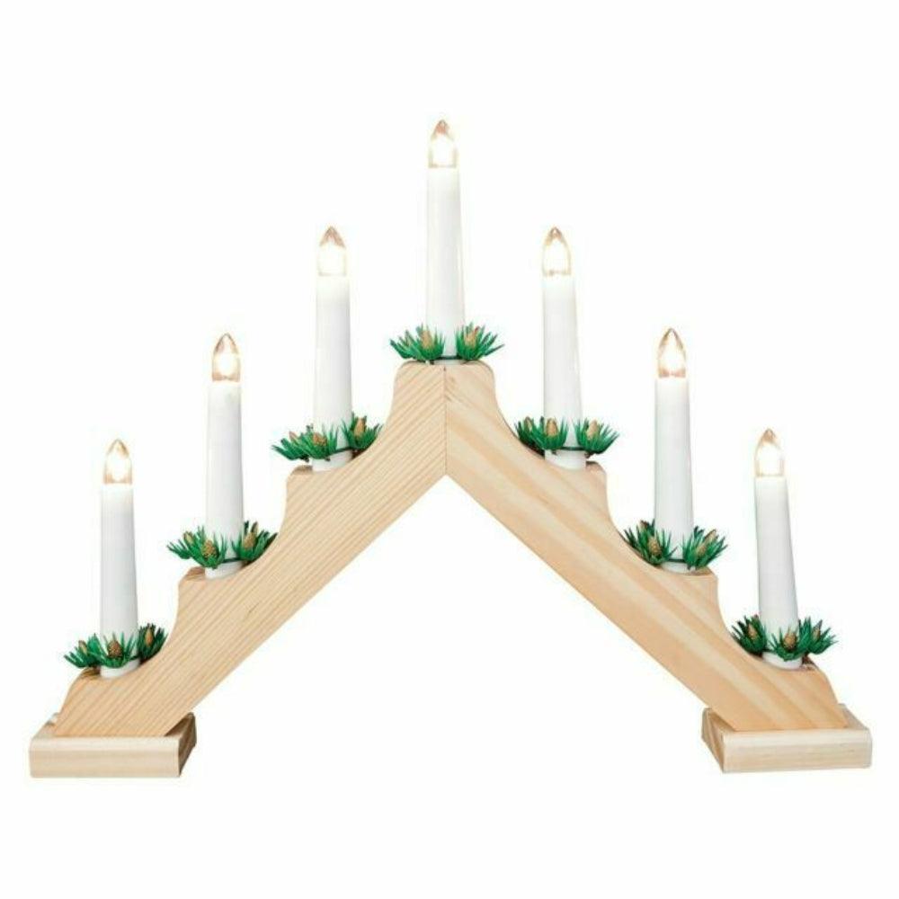 LED Candle Bridge 7pc Wood Timer | 40 x 30cm - Choice Stores