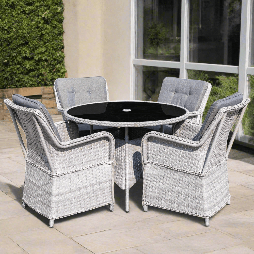 Lifestyle Living Luxar 4 Seater Grey Rattan Patio Dining Furniture Set - Choice Stores
