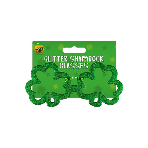 Lucky Land Glitter Shamrock Glasses - Choice Stores