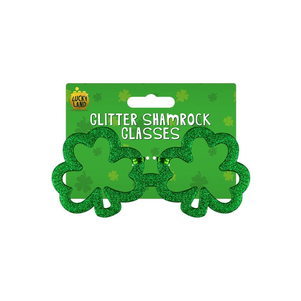 Lucky Land Glitter Shamrock Glasses - Choice Stores
