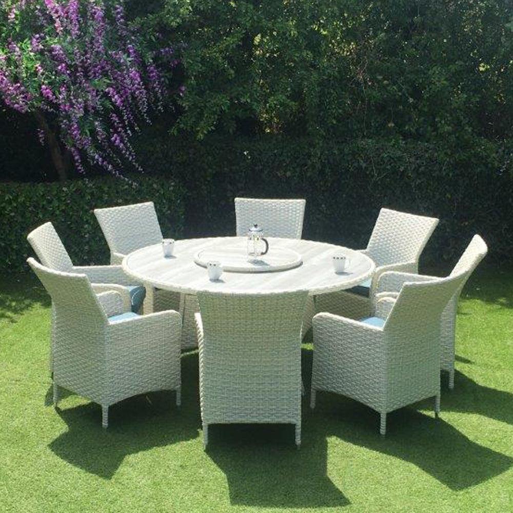Madeira 8-Seater Round Dining Set with Lazy Susan - Choice Stores