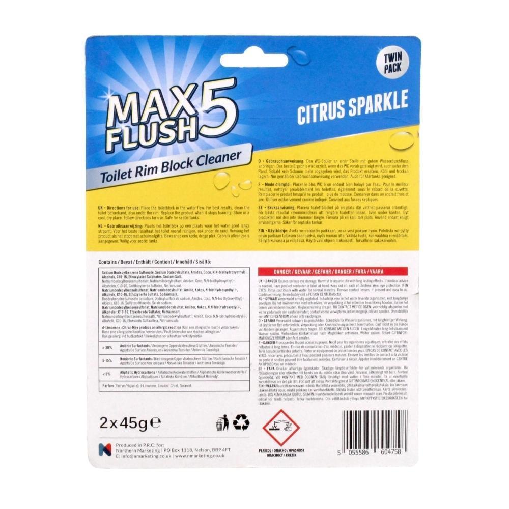 Max Flush 5 Toilet Block Citrus Sparkle | Twin Pack - Choice Stores