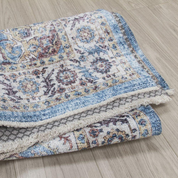 Modena Vita Blue Cream Rug | Modern Distressed Design - Choice Stores