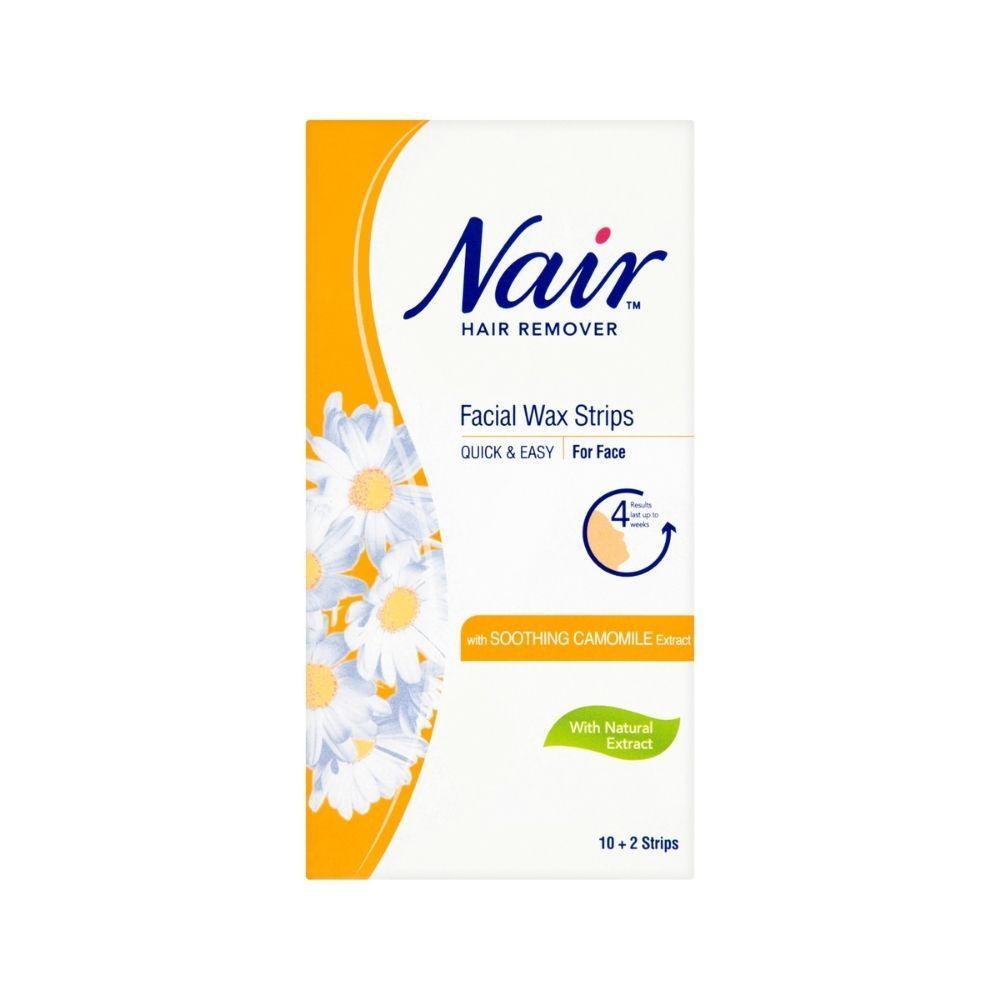 Nair Facial Hair Wax Strips with Soothing Camomile Extract | 12 Strips - Choice Stores